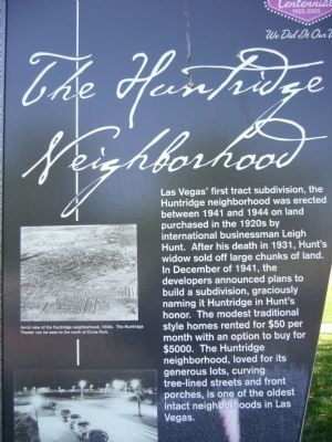 The Huntridge Neighborhood Marker image. Click for full size.