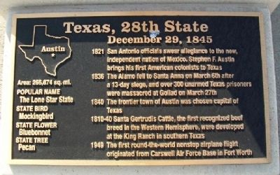 Texas, 28th State Marker image. Click for full size.