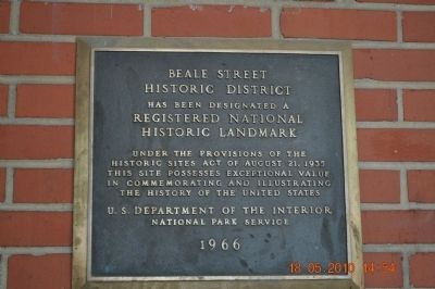 Beale Street Historic District Marker. Click for full size. Beale Street Historic District Marker image. Click for full size.