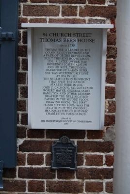Thomas Bee's House Marker image. Click for full size.