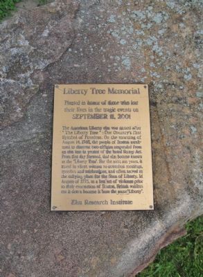 Liberty Tree Memorial Marker. Click for full size. Liberty Tree Memorial Marker image. Click for full size.
