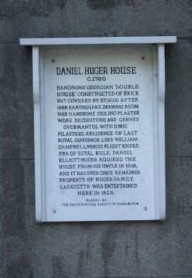 Daniel Huger House Marker. Click for full size. Daniel Huger House Marker image. Click for full size.