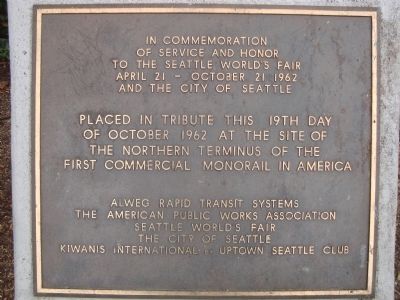 Northern Terminus of the First Commercial Monorail Marker image. Click for full size.