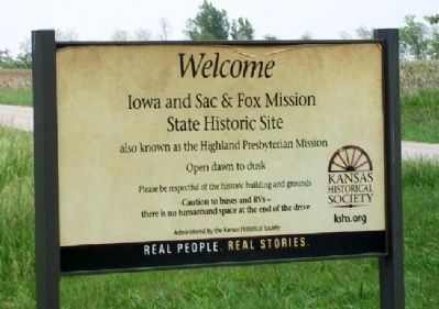 Iowa and Sac & Fox Mission Entrance Sign image. Click for full size.