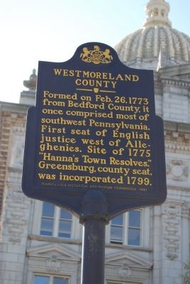Westmoreland County Marker. Click for full size. Westmoreland County Marker image. Click for full size.