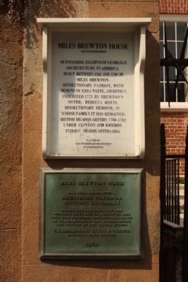 Miles Brewton House Marker. Click for full size. Miles Brewton House Marker image. Click for full size.