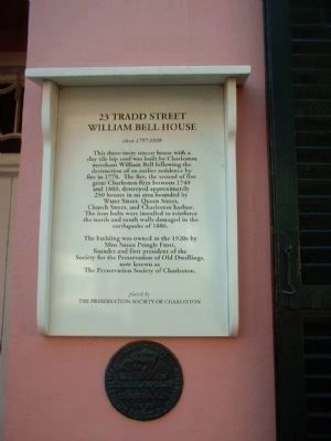 23 Tradd Street William Bell House Marker and image. Click for full size.