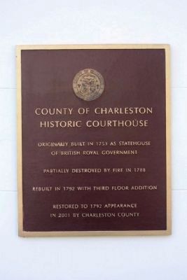 County of Charleston Historic Courthouse Marker image. Click for more information.