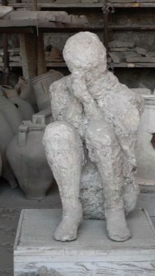 Casting from one of the bodies buried in the ash from Mt. Vesuvius in A.D. 79 image. Click for full size.