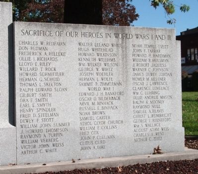 Right Panel - - Gibson County World Wars I and II Honor Roll Marker. Click for full size. Right Panel - - Gibson County World Wars I and II Honor Roll Marker image. Click for full size.