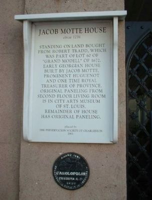 Jacob Motte House Marker including: image. Click for full size.