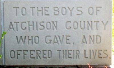 Atchison County War Memorial Cornerstone. Click for full size. Atchison County War Memorial Cornerstone image. Click for full size.