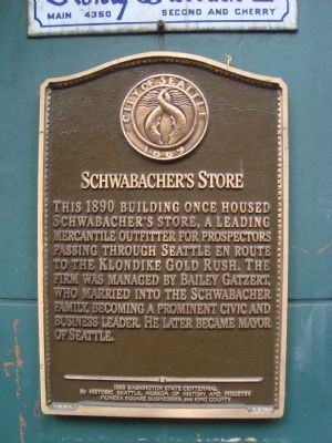 Schwabacher’s Store Marker. Click for full size. Schwabacher’s Store Marker image. Click for full size.
