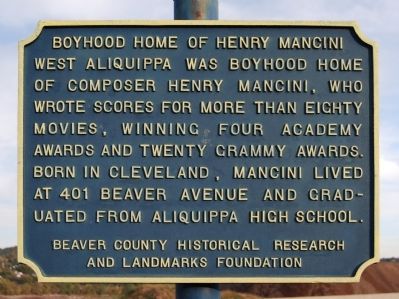 Boyhood Home of Henry Mancini Marker image. Click for full size.