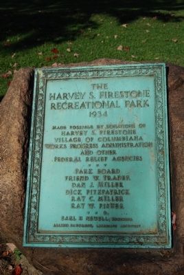 Harvey S. Firestone Park plaque image. Click for full size.