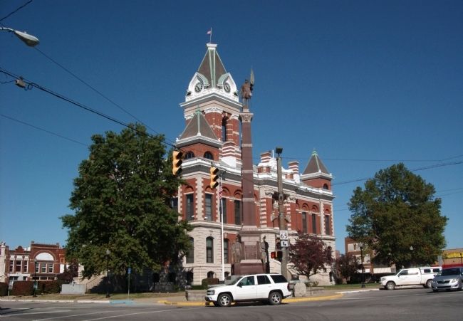 South/East Corner - - Gibson County Courthouse -and- Marker image. Click for full size.