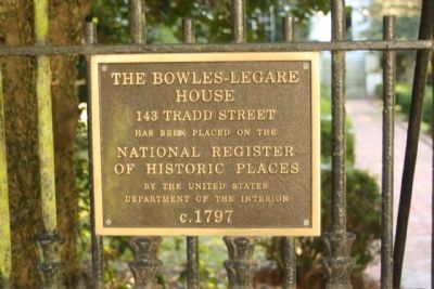 The Bowles - Legare House Marker. Click for full size. The Bowles - Legare House Marker image. Click for full size.