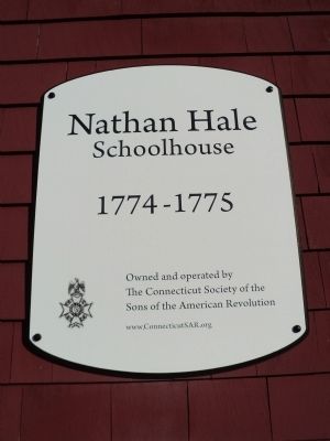 Nathan Hale Schoolhouse Marker. Click for full size. Nathan Hale Schoolhouse Marker image. Click for full size.