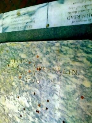 Benjamin and Deborah Franklin Tombstone. Click for full size. Benjamin and Deborah Franklin Tombstone image. Click for full size.