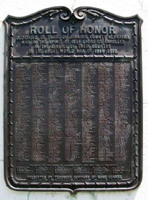 Johnson County World War Roll of Honor. Click for full size. Johnson County World War Roll of Honor image. Click for full size.