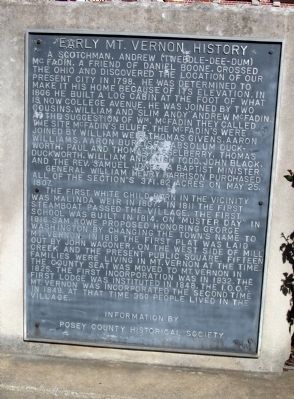Early Mt. Vernon History Plaque. Click for full size. Early Mt. Vernon History Plaque image. Click for full size.