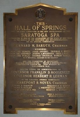 Hall of Springs Plaque. Click for full size. Hall of Springs Plaque image. Click for full size.
