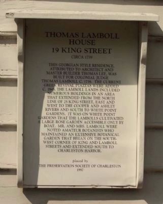 Thomas Lamboll House 19 King Street Marker. Click for full size. Thomas Lamboll House 19 King Street Marker image. Click for full size.