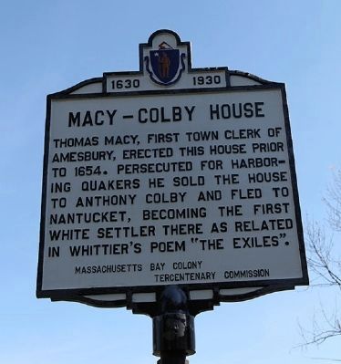 Macy-Colby House Marker. Click for full size. Macy-Colby House Marker image. Click for full size.