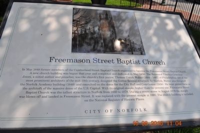Freemason Street Baptist Church Marker image. Click for full size.