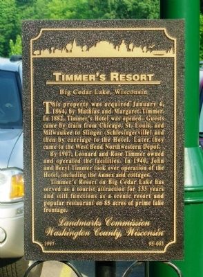 Timmers Resort Marker image. Click for full size.