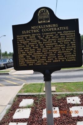 Mecklenburg Electric Cooperative Marker. Click for full size. Mecklenburg Electric Cooperative Marker image. Click for full size.