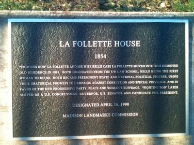 La Follette House Marker image. Click for full size.