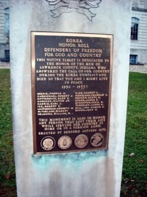 Lawrence County Korean Honor Roll Marker. Click for full size. Lawrence County Korean Honor Roll Marker image. Click for full size.
