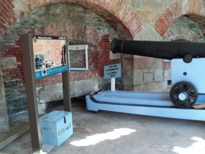 Marker and Cannon in Fort Adams Casemate. Click for full size. Marker and Cannon in Fort Adams Casemate image. Click for full size.