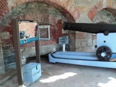 Marker and Cannon in Fort Adams Casemate image. Click for full size.