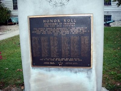 Lawrence County World War II Honor Roll Marker. Click for full size. Lawrence County World War II Honor Roll Marker image. Click for full size.