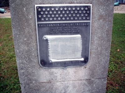 Front Plaque - - The Cornerstone of Freedom Marker image. Click for full size.