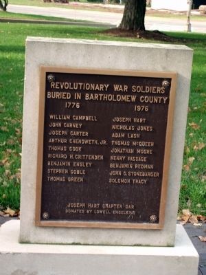 Bartholomew County Revolutionary War Honor Roll Marker image. Click for full size.