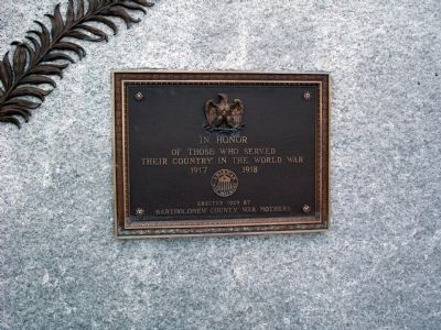 Bartholomew County W.W. I - Veterans Memorial Marker image. Click for full size.