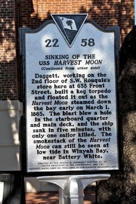 Sinking Of The USS Harvest Moon Marker (reverse) image. Click for full size.