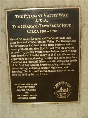 The Pleasant Valley War a.k.a. The Graham-Tewksbury Fued Marker image. Click for full size.