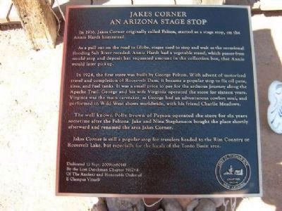 Jakes Corner - An Arizona Stage Stop Marker image. Click for full size.