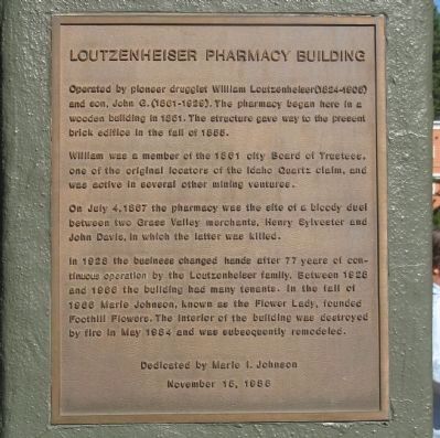 Loutzenheiser Pharmacy Building Marker image. Click for full size.