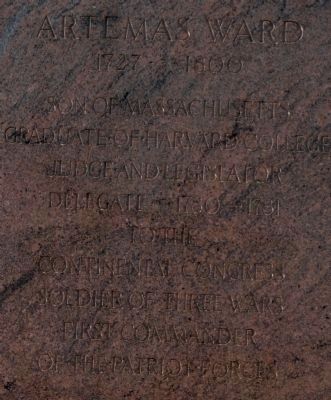 General Artemas Ward Monument Inscription image. Click for full size.
