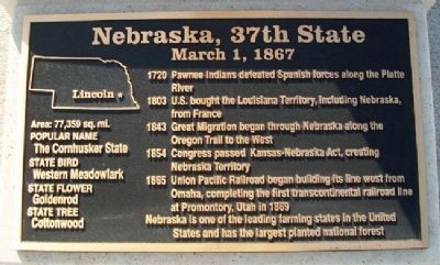 Nebraska, 37th State Marker image. Click for full size.