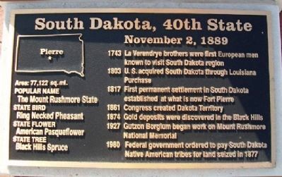South Dakota, 40th State Marker image. Click for full size.
