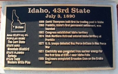 Idaho, 43rd State Marker image. Click for full size.
