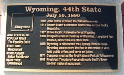 Wyoming, 44th State Marker image. Click for full size.
