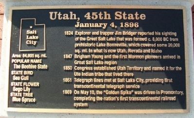 Utah, 45th State Marker image. Click for full size.