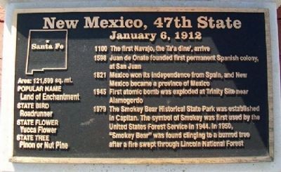 New Mexico, 47th State Marker image. Click for full size.